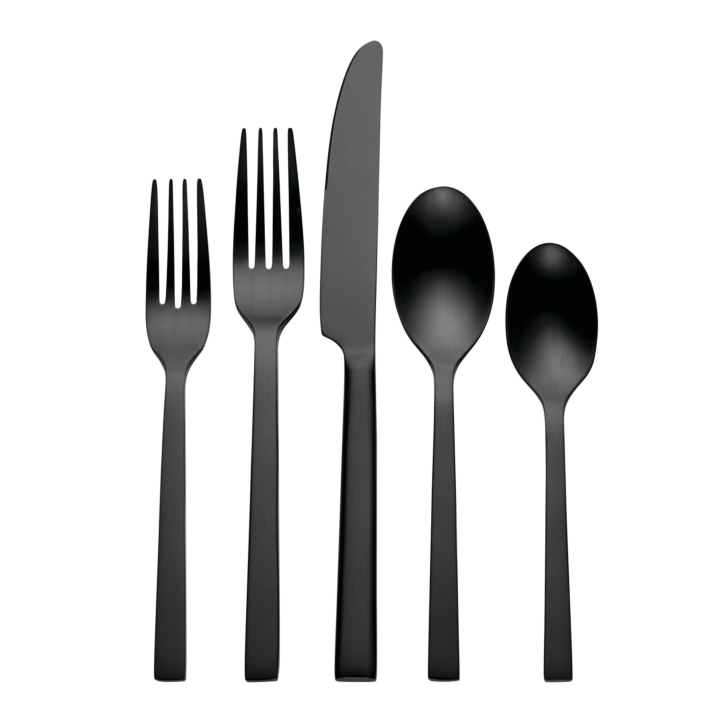  Oneida Chef's Table Matte Midnight 20-Piece Flatware Set - Black - Bonton