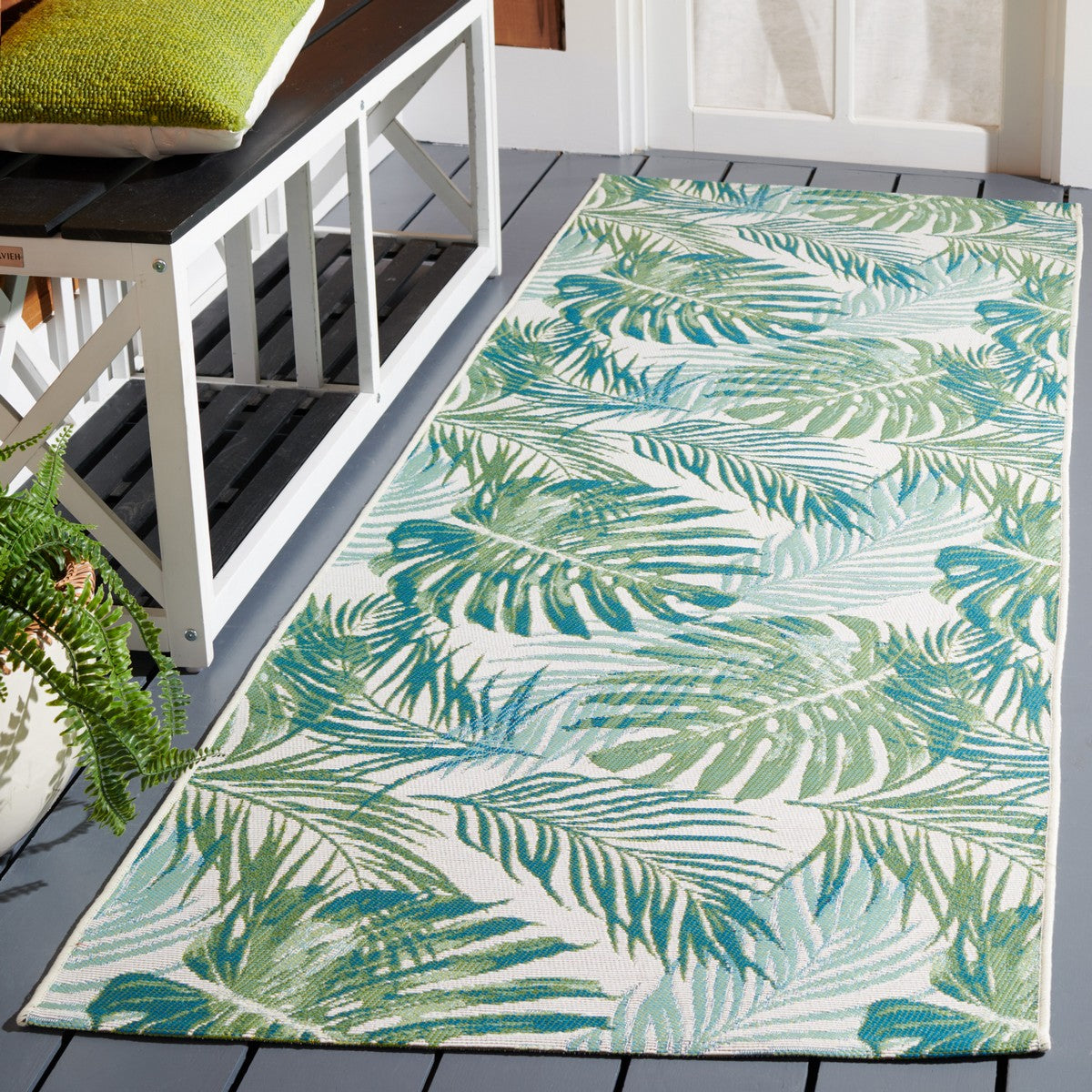  Safavieh Barbados 592 Indoor / Outdoor Rug - Green / Teal - Bonton