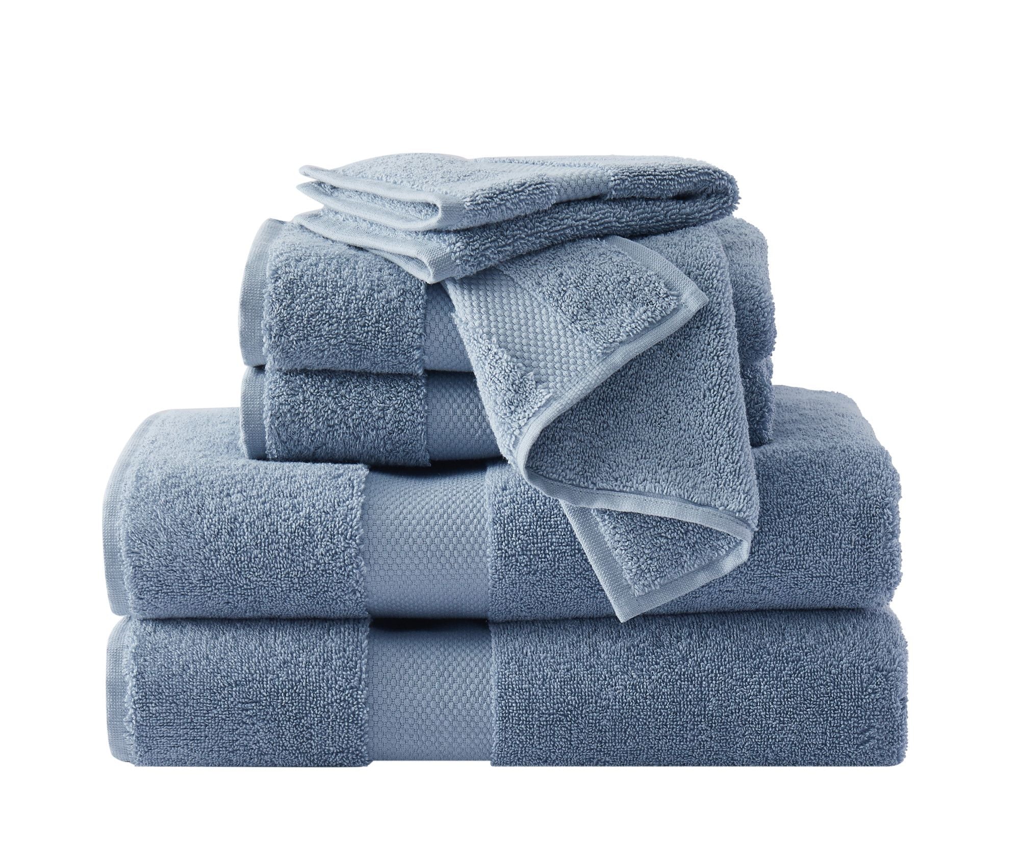  Brooklyn Loom Luxury Turkish Cotton Towel 6 Piece Set Blue - Blue - Bonton