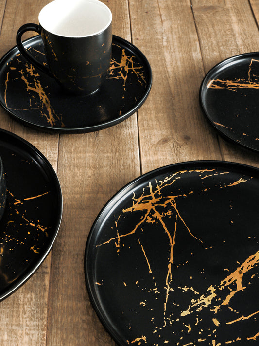 Zora 32-Piece Dinnerware Set Porcelain - Black