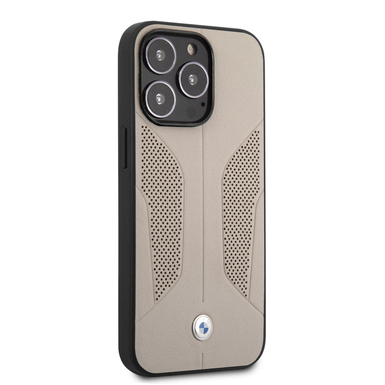 iPhone 13 Pro Max - Leather Grey Perforated Sides - BMW2