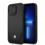 iPhone 13 Pro Max - Leather Case Black Perforated Lower Stripe - BMW