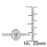 1 CT TW Oval and Round Diamonds 14k White Gold Halo Ring