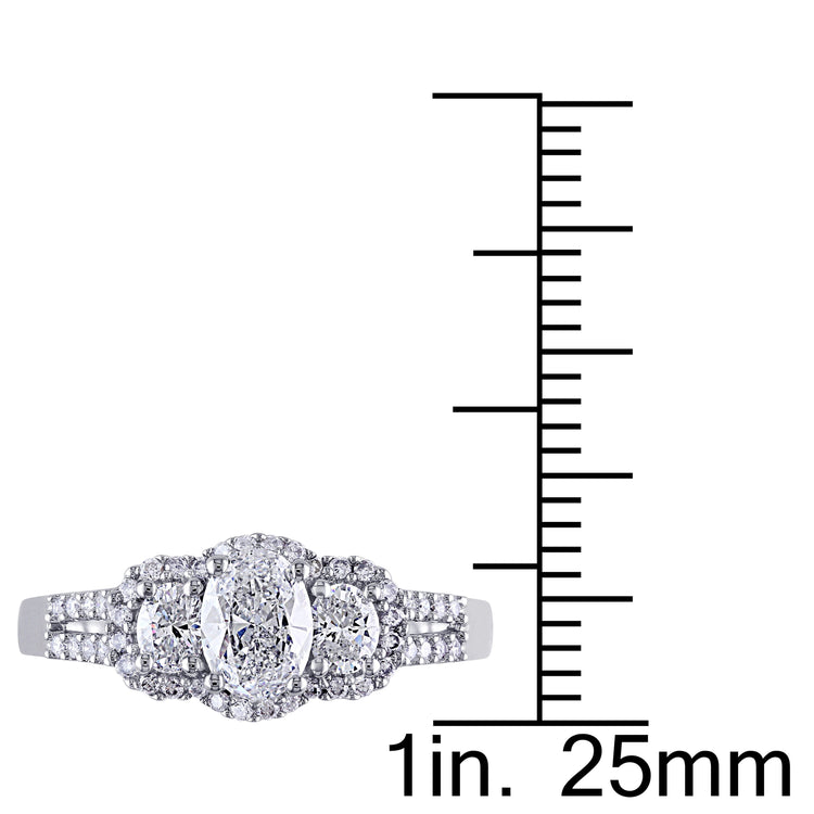 1 CT TW Diamond 3-Stone Engagement Ring in 14K White Gold