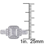 1/3 CT TW Princess and Round Diamond in 14K White Gold Layered Engagement Ring