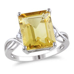 6 5/8 CT TGW Citrine and White Topaz Gemstones in Sterling Silver Cocktail Ring