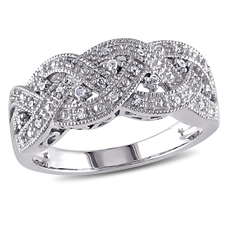 1/8 CT TW Diamond Sterling Silver Braided Ring