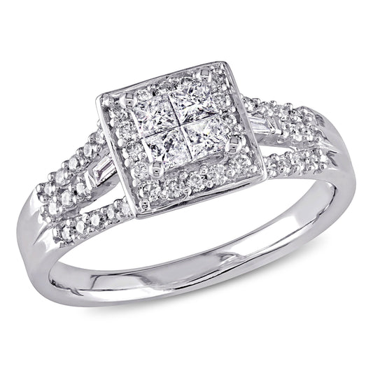 1/2 CT TW Multi-shape Diamonds 10k White Gold Engagement Ring