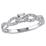 1/4 CT TGW White Sapphire and 1/10 CT TW Diamond Sterling Silver Infinity Ring