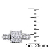 1 1/2 CT TW Princess and Round Diamonds 10k White Gold Engagement Ring