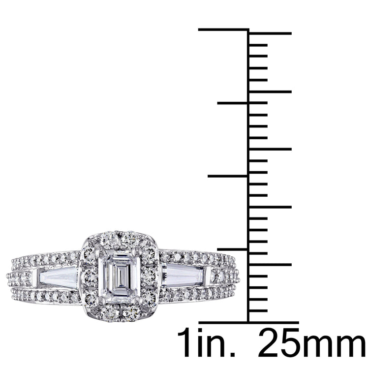 1 CT TW Multi-shape Diamonds 14k White Gold Engagement Ring