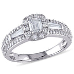 1 CT TW Multi-shape Diamonds 14k White Gold Engagement Ring