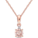 1/2 CT TGW Morganite and Diamond Accents 10K Rose Gold Drop Pendant Necklace