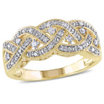 1/8 CT TW Diamond Vintage-Style Braid in Sterling Silver with Yellow Rhodium Ring