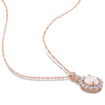 1 1/2 CT TGW Opal, White Topaz and Diamond Accent 14K Rose Gold Vintage Pendant Necklace