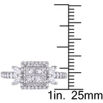1 CT TW Multi-Shape Diamond Quad 14K White Gold Halo Engagement Ring