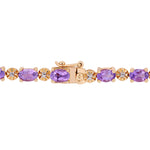 7 1/5 CT TGW Oval Cut Amethyst and Diamond Accent in Rose Plated Sterling Silver Tennis Bracelet