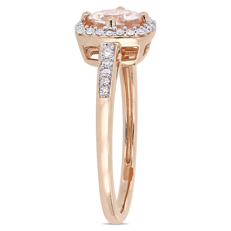 4/5 CT TGW Morganite and 1/7 CT TW Diamond in 10K Rose Gold Floating Halo Ring