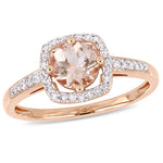 4/5 CT TGW Morganite and 1/7 CT TW Diamond in 10K Rose Gold Floating Halo Ring