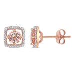 1 CT TGW Morganite and Diamond Accent in 10K Rose Gold Stud Earrings
