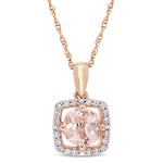 4/5 CT TGW Morganite and 1/10 CT TW Diamond in 10K Rose Gold Floating Halo Pendant Necklace