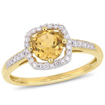 3/4 CT TGW Citrine and 1/7 CT TW Diamond in 10K Yellow Gold Halo Ring