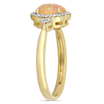 3/4 CT TGW Yellow Ethiopian Opal and 1/8 CT TW Diamond in 10K Yellow Gold Halo Ring
