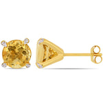 3 5/8 CT TGW Citrine and 1/10 CT TW Diamond in 10K Yellow Gold Martini Stud Earrings
