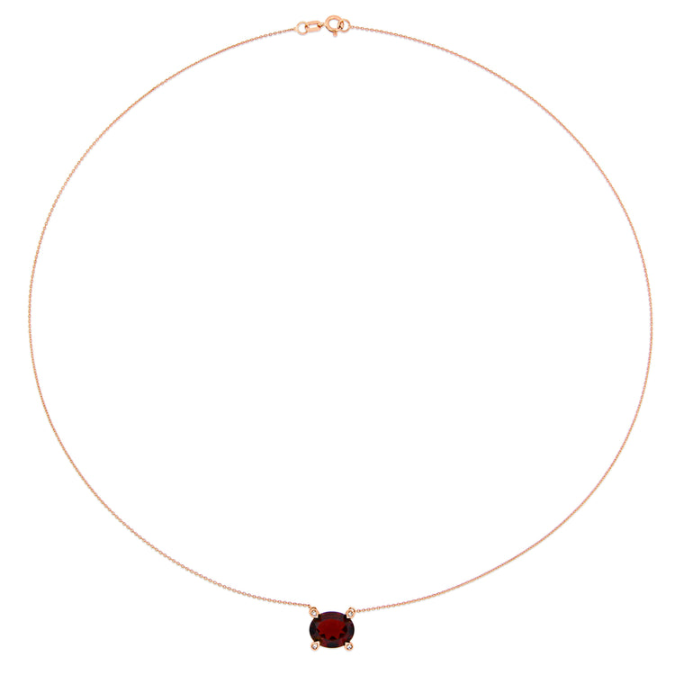 3 CT TGW Garnet and Diamond Accent in 10K Rose Gold Solitaire Necklace