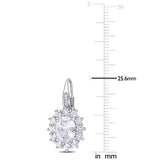 Created White Sapphire and Diamond Accent Floral Halo Leverback Earrings
