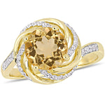 1 7/8 CT TGW Citrine White Topaz and Diamond Accent Yellow Plated Sterling Silver Swirl Ring
