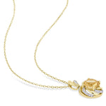 1 7/8 CT TGW Citrine, White Topaz and Diamond Yellow Plated Sterling Silver Swirl Pendant Necklace