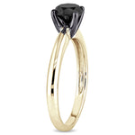 1 CT TW Black Diamond 14K Yellow Gold Black Rhodium Plating Solitaire Ring