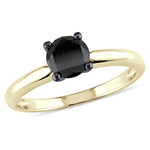 1 CT TW Black Diamond 14K Yellow Gold Black Rhodium Plating Solitaire Ring