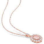 1 1/3 CT TGW Morganite, White Sapphire and Diamond Accent 10K Rose Gold Pendant Necklace