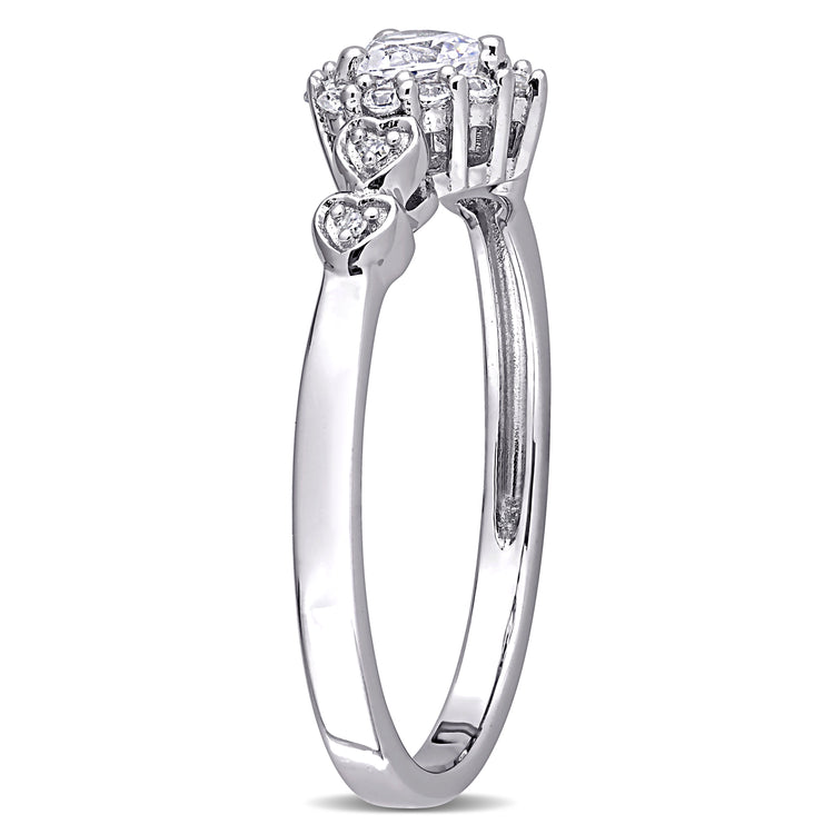 3/8 CT TGW Created White Sapphire and Diamond Accent Sterling Silver Heart Ring