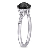 1 1/5 Carat TW Black and White Diamond 14K White Gold 3-Stone Engagement Ring