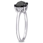1 1/3 CT TW Black and White Diamond in 14K White Gold Engagement Ring