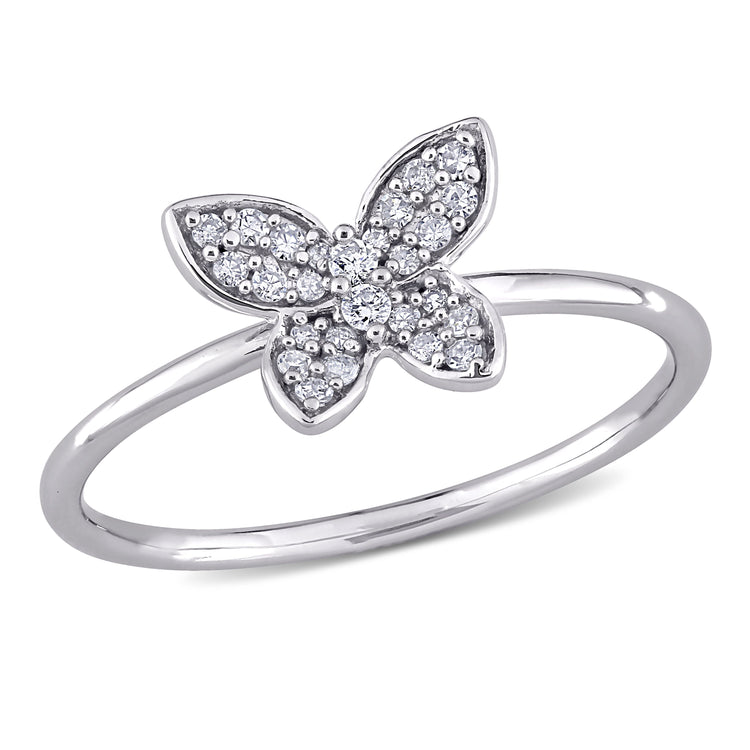 1/8 CT TW Diamond 10K White Gold Butterfly Ring
