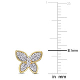 1/5 CT TW Diamond 10k Yellow Gold Butterfly Stud Earrings