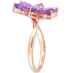 2 1/10 CT TGW Amethyst and 1/10 CT TW Diamond 10K Rose Gold Floral Ring