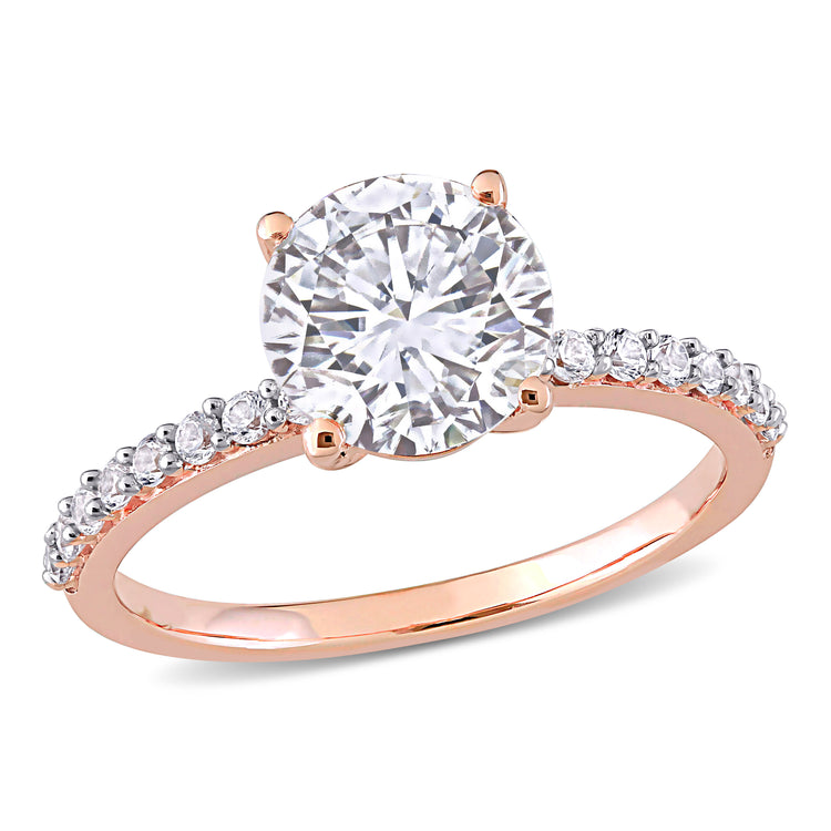 2 3/4 CT TGW Created White Sapphire Solitaire 10K Rose Gold Engagement Ring