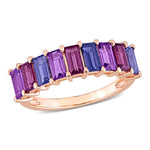 2 1/6 CT TGW Brazil-Amethyst, Rhodolite and Iolite Rose Plated Sterling Silver Semi-Eternity Ring