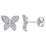 1/5 CT TW Diamond TW 10k White Gold Butterfly Stud Earrings