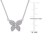 1/8 CT TW Diamond 10K White Gold Butterfly Pendant with Chain
