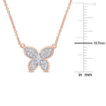 1/8 CT TW Diamond 10K Rose Gold Butterfly Pendant with Chain