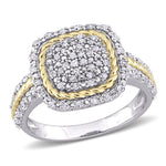 1/3 CT TW Diamond White and Yellow Plated Sterling Silver Cocktail Ring