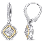 1/3 CT TW Diamond White and Yellow Sterling Silver Lever Back Earrings
