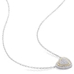 1/4 CT TW Diamond White and Yellow Plated Sterling Silver Rope Design Heart Pendant with Chain