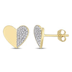 1/6 CT TW Diamond 10K Yellow Gold Heart Stud Earrings